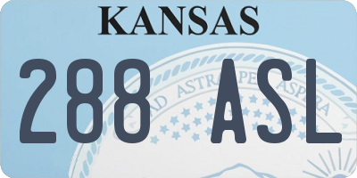 KS license plate 288ASL