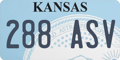 KS license plate 288ASV