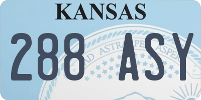 KS license plate 288ASY