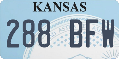 KS license plate 288BFW