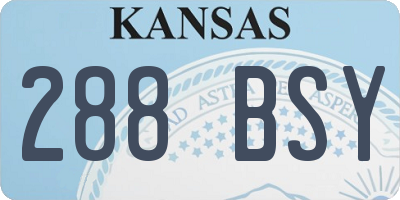 KS license plate 288BSY