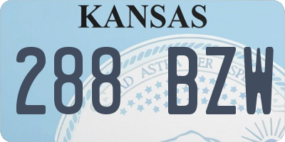 KS license plate 288BZW