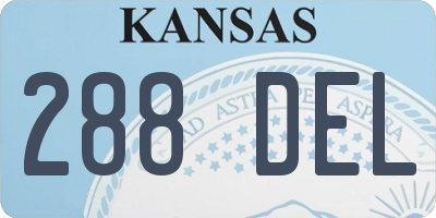 KS license plate 288DEL