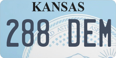 KS license plate 288DEM