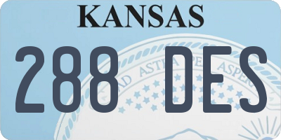 KS license plate 288DES