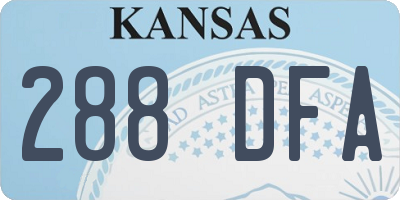 KS license plate 288DFA