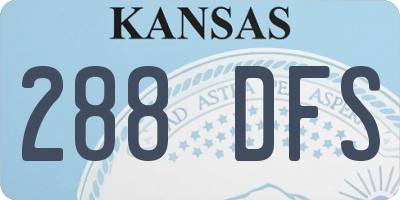 KS license plate 288DFS