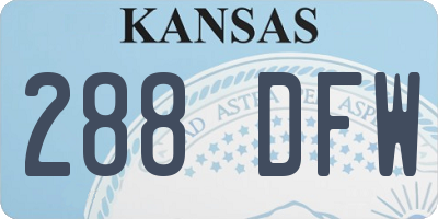 KS license plate 288DFW
