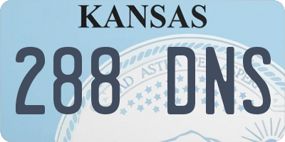 KS license plate 288DNS
