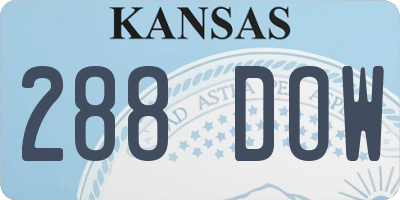 KS license plate 288DOW