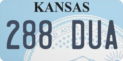 KS license plate 288DUA