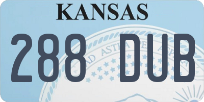 KS license plate 288DUB