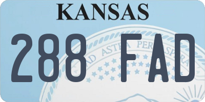 KS license plate 288FAD
