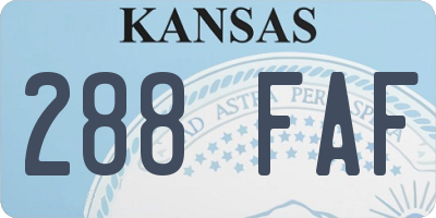 KS license plate 288FAF