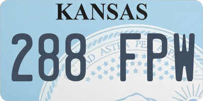 KS license plate 288FPW