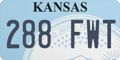 KS license plate 288FWT