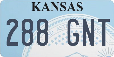 KS license plate 288GNT