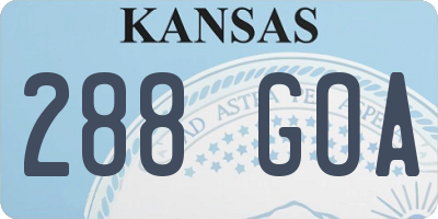 KS license plate 288GOA