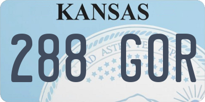 KS license plate 288GOR
