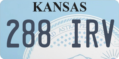 KS license plate 288IRV