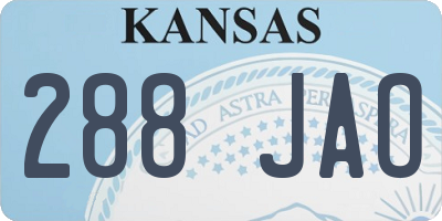 KS license plate 288JAO
