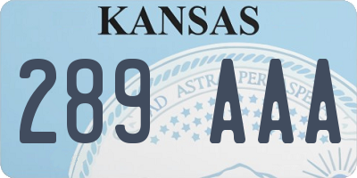 KS license plate 289AAA