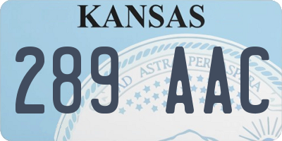 KS license plate 289AAC