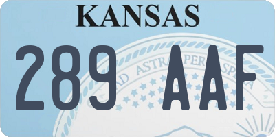 KS license plate 289AAF