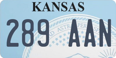 KS license plate 289AAN