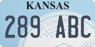 KS license plate 289ABC