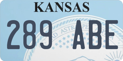 KS license plate 289ABE