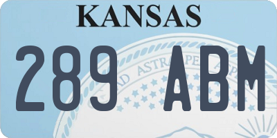 KS license plate 289ABM