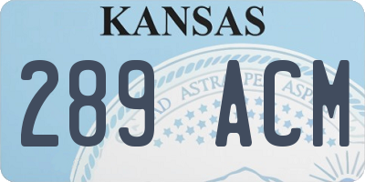 KS license plate 289ACM