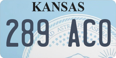 KS license plate 289ACO