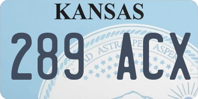 KS license plate 289ACX
