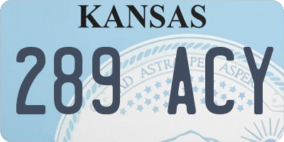 KS license plate 289ACY