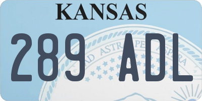 KS license plate 289ADL