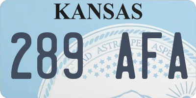 KS license plate 289AFA