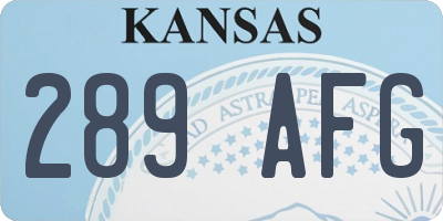 KS license plate 289AFG