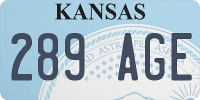 KS license plate 289AGE
