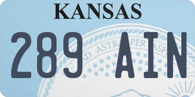 KS license plate 289AIN