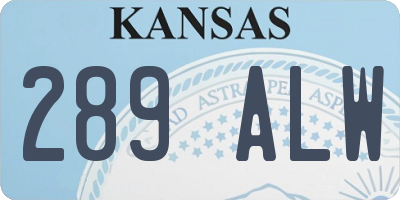 KS license plate 289ALW