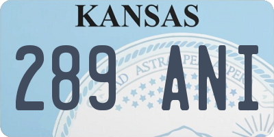 KS license plate 289ANI