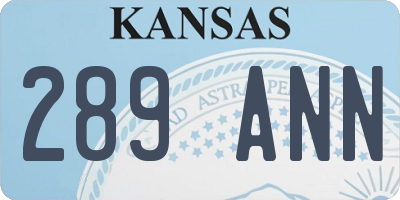 KS license plate 289ANN