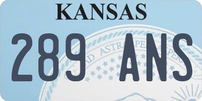 KS license plate 289ANS