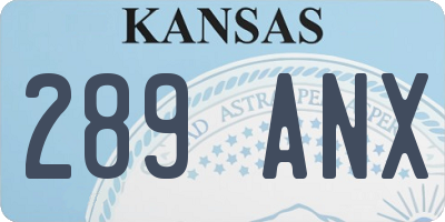 KS license plate 289ANX