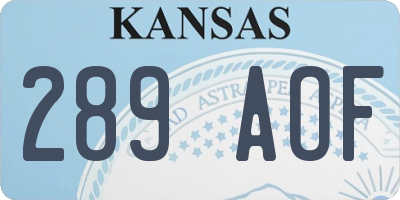 KS license plate 289AOF