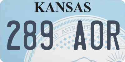 KS license plate 289AOR