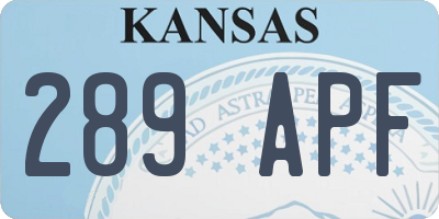 KS license plate 289APF