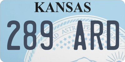 KS license plate 289ARD